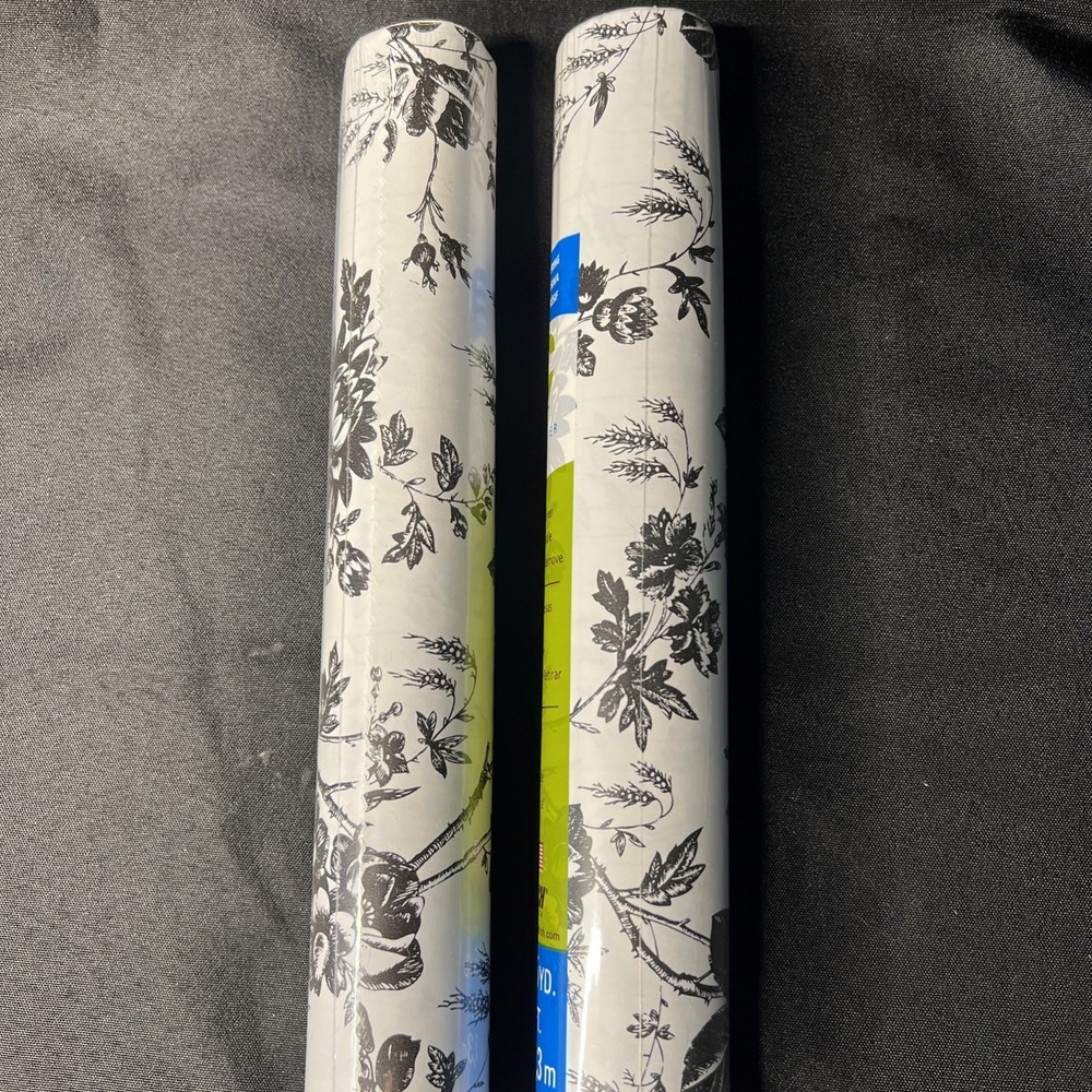2/ Black & White Rose Floral Toile  Contact Paper Wall Shelf Liner Peel Stick‎